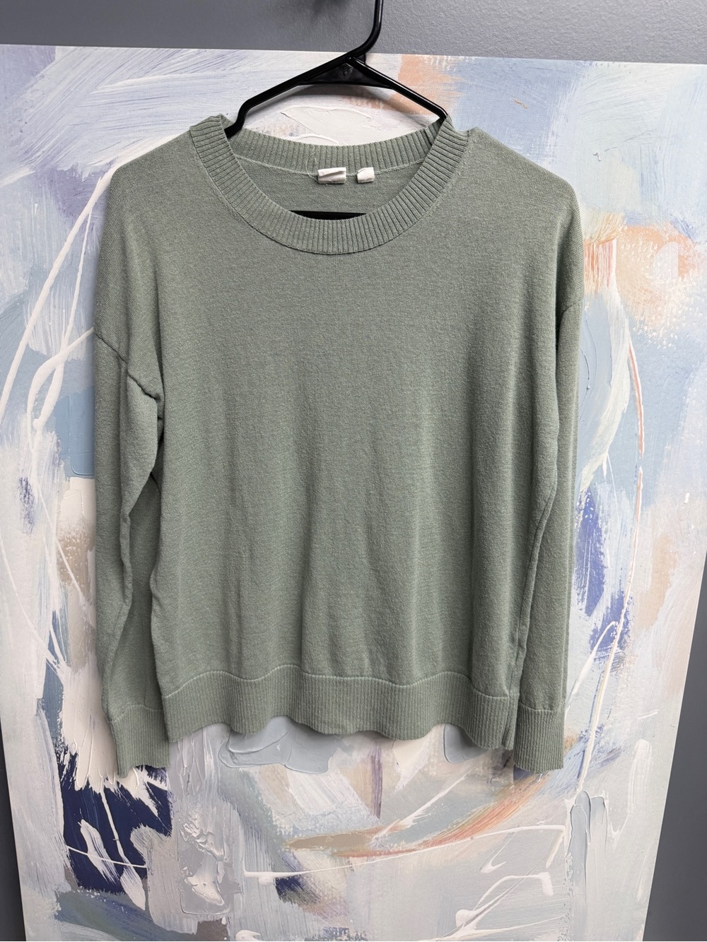 GAP Sage Green Crewneck Sweater Small S Lightweight Knit Pullover